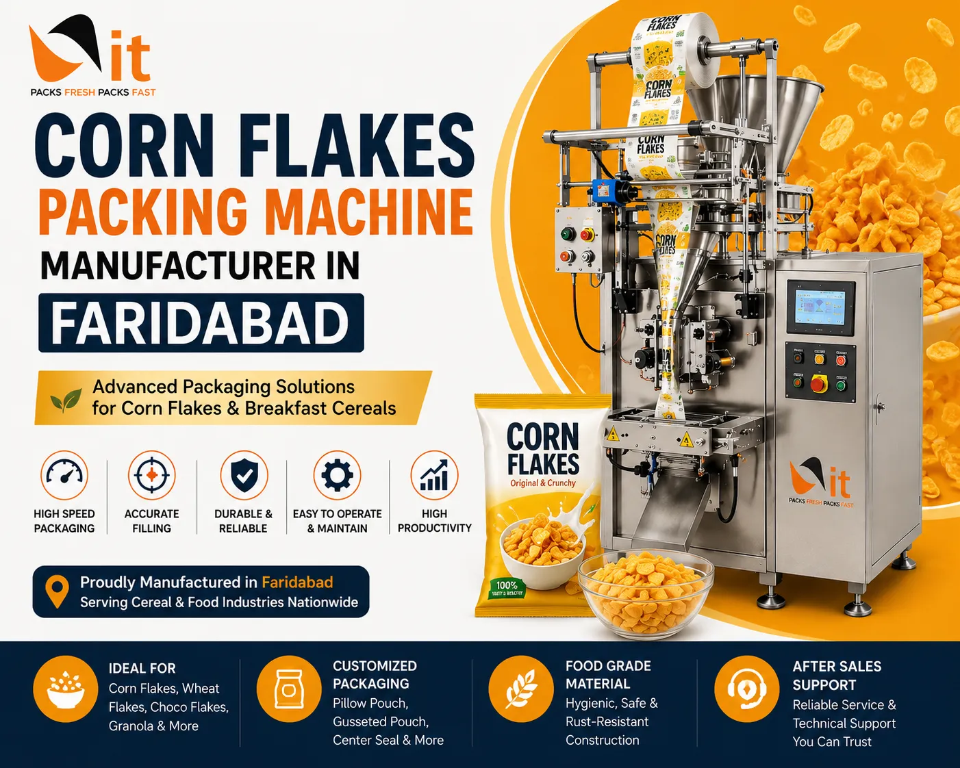 Corn Flakes Packing Machine Manufacturer in Faridabad