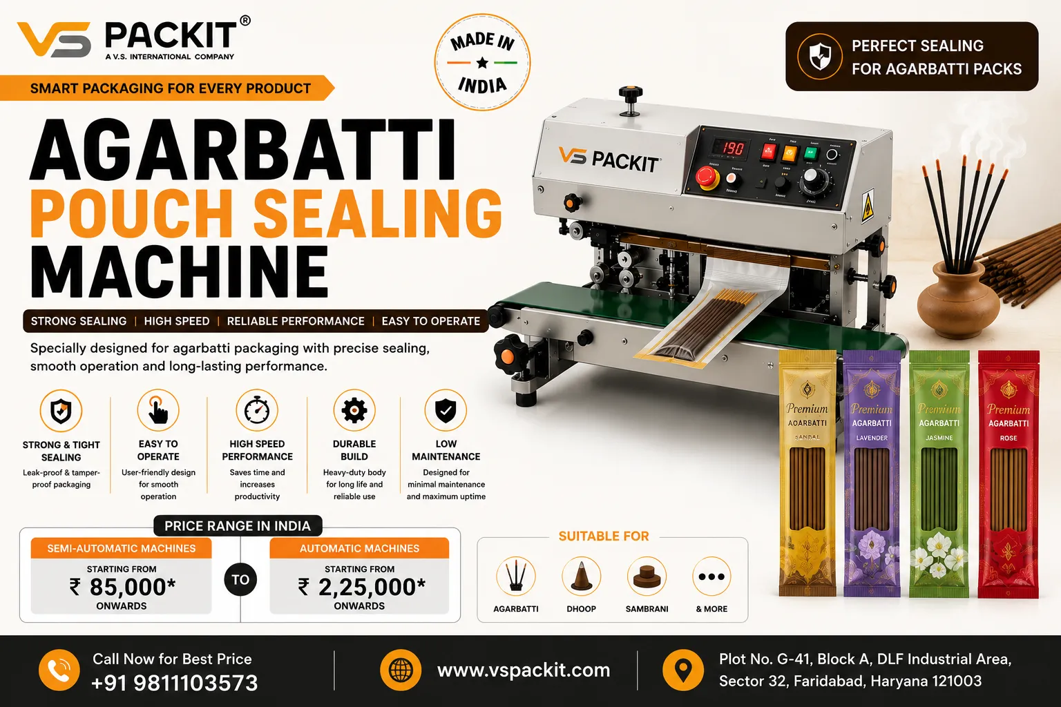 Agarbatti Pouch Sealing Machine